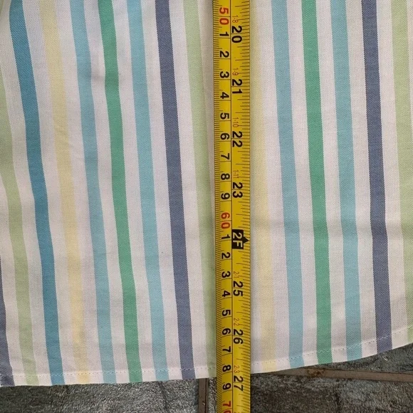 Talbots Plus Size 1X Striped Button Up Shirt 100% Cotton Roll Tab Sleeves EUC - Picture 8 of 8